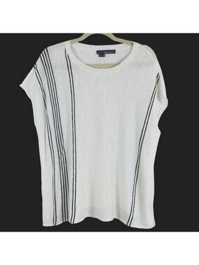 360Sweater Womens XS White 100% Linen Oversized Cap Sleeve Sweater Beachy Lagom